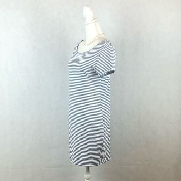Sz L Wild Fable Fitted Gray White Stripped Dress - Picture 2 of 8